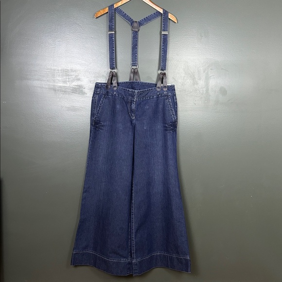 LOFT Denim - LOFT Light Blue Denim Extra-wide Leg Jeans with Suspenders